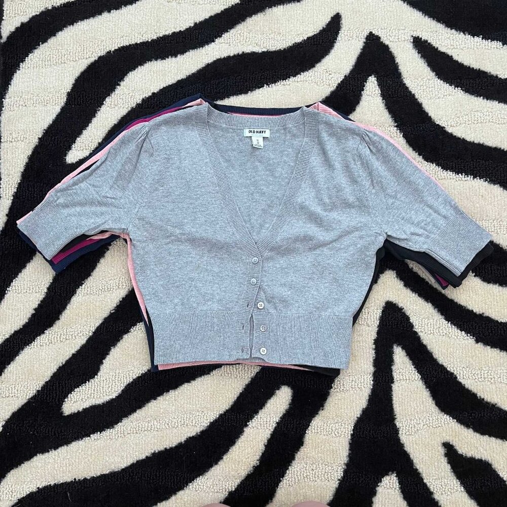 Old Navy GREY GRAY Lightweight Cropped Cardigan